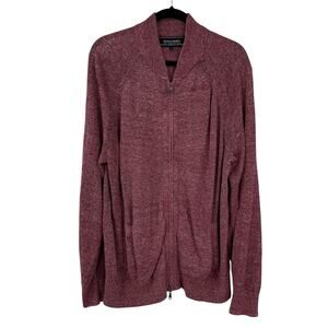 Banana Republic Men's Zip Up Cardigan Italian Linen Sweater size XL Maroon
